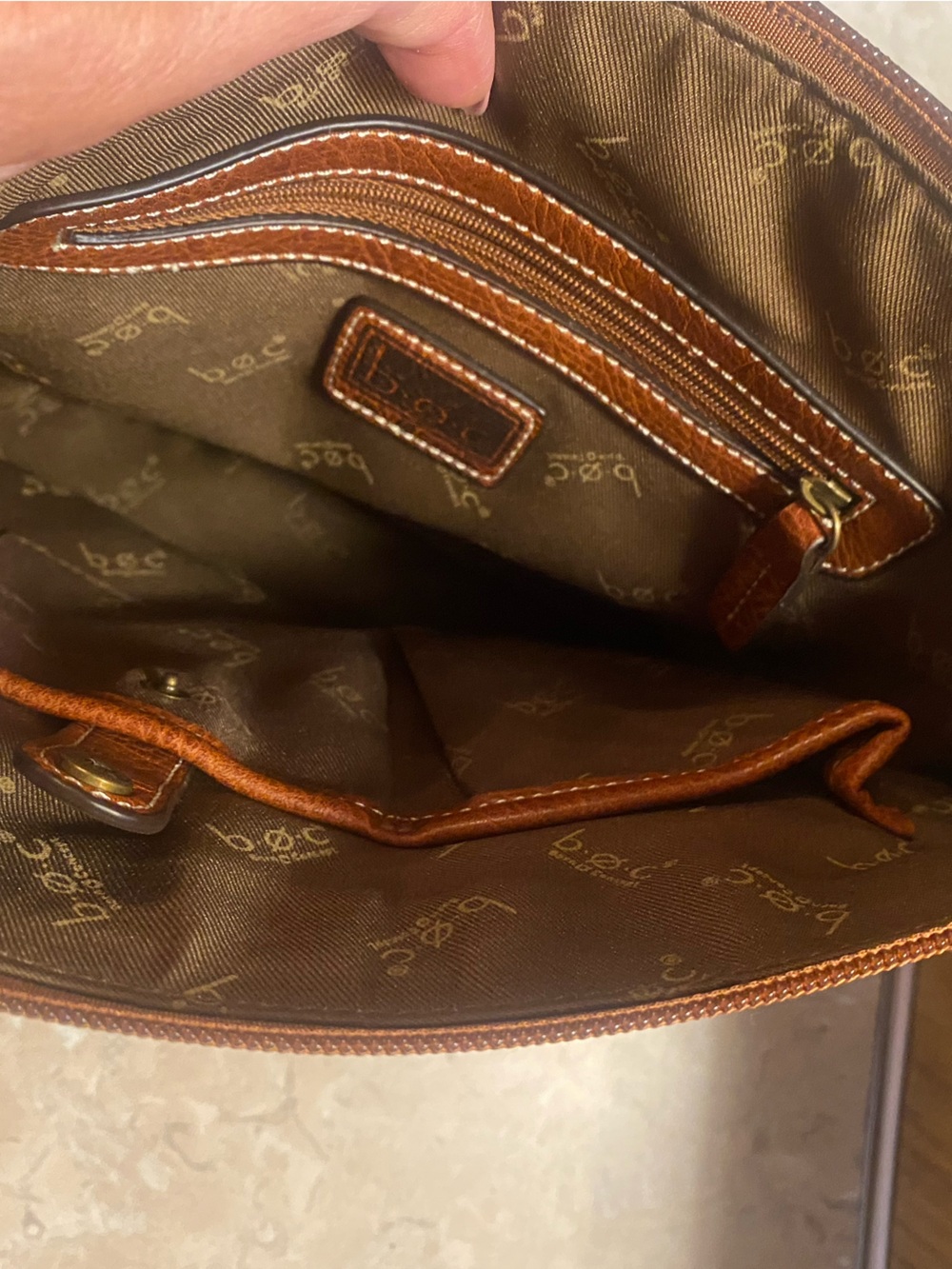 b.o.c. Cognac Brown Leather Bucket Crossbody Bag - Picture 3 of 5